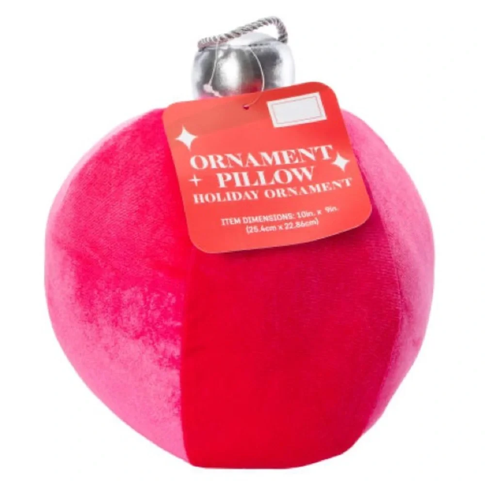 Pink Holiday Ornament Lightbulb Large Hang Throw Pillow Decor